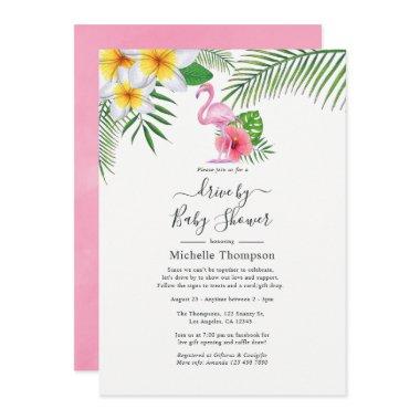 Pink Flamingo Tropical Drive By Shower Invitations