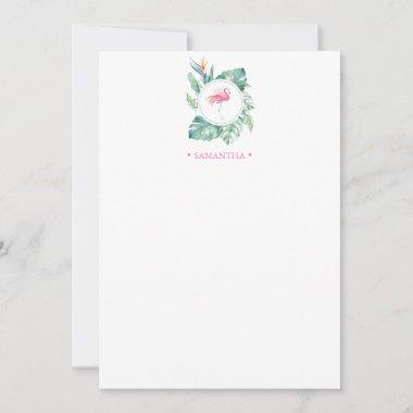 Pink Flamingo Tropical Personalized Stationery Note Invitations