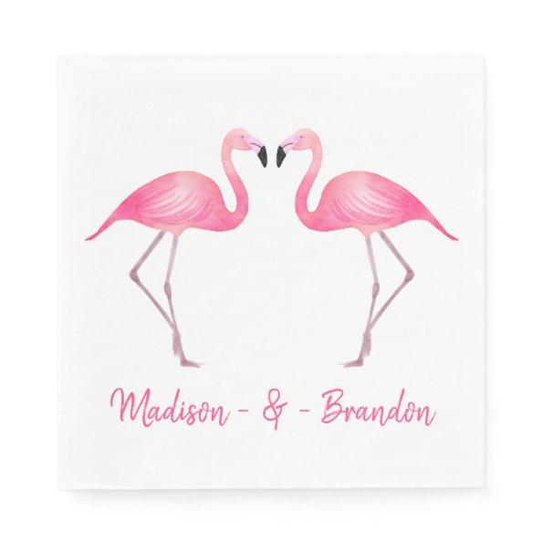 Pink Flamingo Tropical Wedding Bridal Shower Luau Napkins