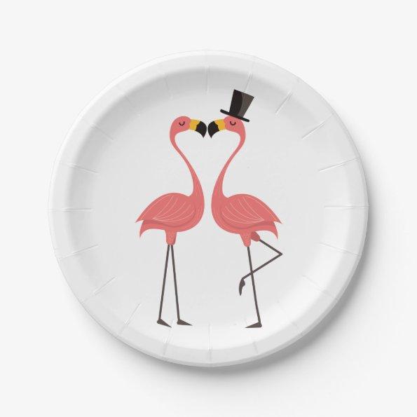 Pink Flamingo Wedding Bridal Shower Love Luau Paper Plates