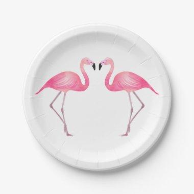 Pink Flamingo Wedding Bridal Shower Tropical Luau Paper Plates