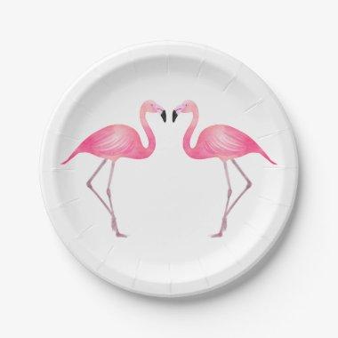 Pink Flamingo Wedding  Tropical Luau Paper Plates