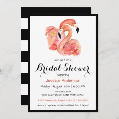 Pink Flamingos Retro Style Bridal Shower Invitations