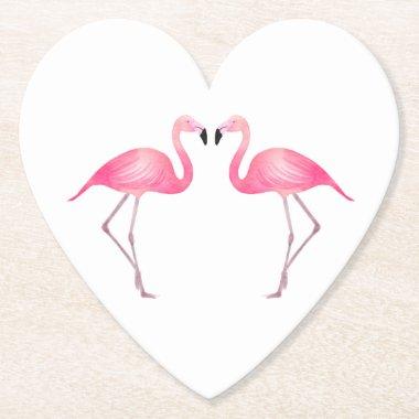 Pink Flamingos Tropical Wedding, Party, Luau Beach Paper Coaster
