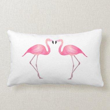 Pink Flamingos Wedding Beach Tropical Summer Lumbar Pillow