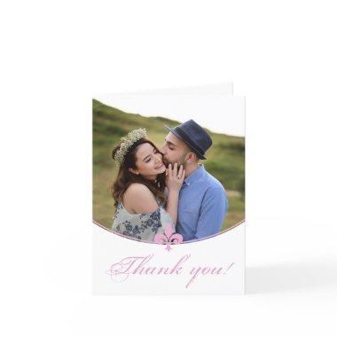 Pink Fleur de Lis Photo Wedding Thank You