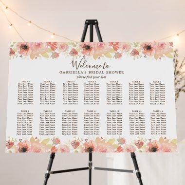 Pink Floral 14 Table  Seating Chart Foam Board