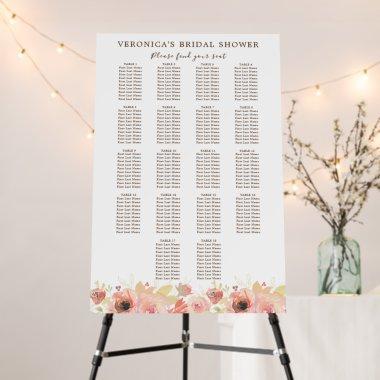 Pink Floral 18 Table  Seating Chart Foam Board