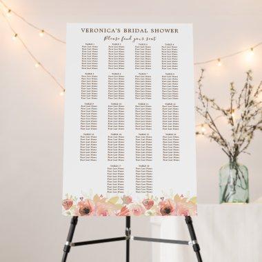 Pink Floral 18 Table Bridal Shower Seating Chart Foam Board