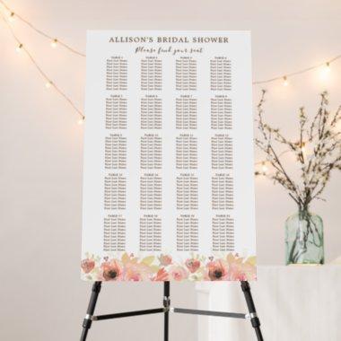 Pink Floral 20 Table Bridal Shower Seating Chart Foam Board