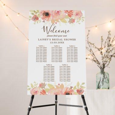 Pink Floral 5 Table  Seating Chart Foam Board