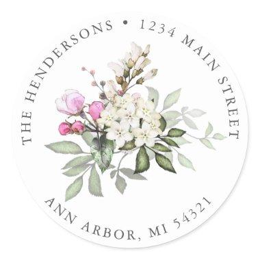 Pink Floral and Greenery Return Address Label