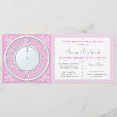 Pink Floral Around the Clock Shower Invite