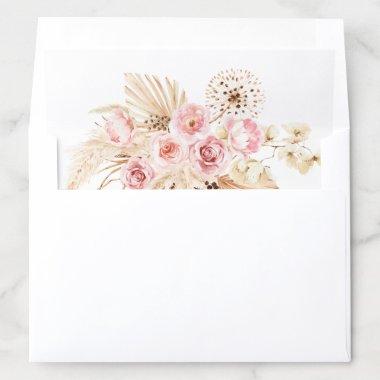 Pink Floral Boho Pampas Grass Envelope Liners