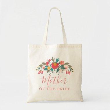Pink Floral Bouquet Mother of the Bride with Name Tote Bag