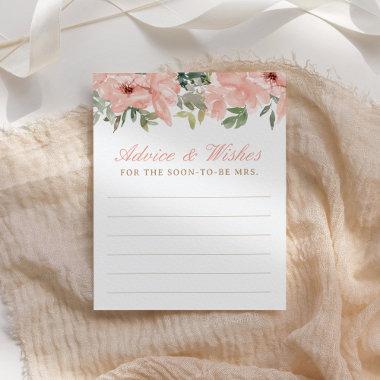 Pink Floral Bridal Shower Advice Card