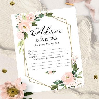 Pink Floral Bridal Shower Advice & Wishes Invitations