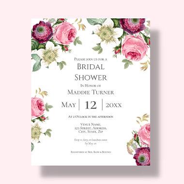 Pink Floral | Bridal Shower Invitations