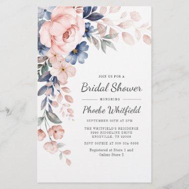 Pink Floral Bridal Shower Invitations Stationery