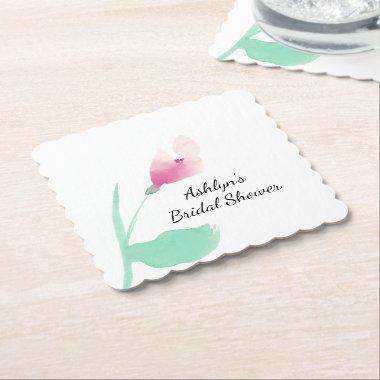 Pink Floral  Paper Coaster