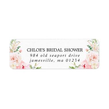 Pink Floral Bridal Shower Return Address Label