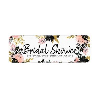 Pink Floral Bridal Shower Return Address Label