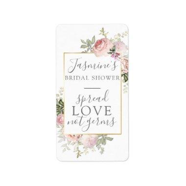 Pink Floral Bridal Shower Spread Love Not Germs Label