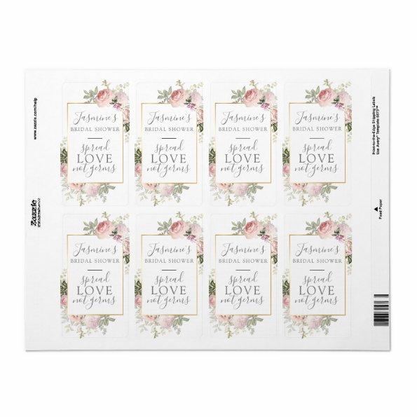 Pink Floral Bridal Shower Spread Love Not Germs Label