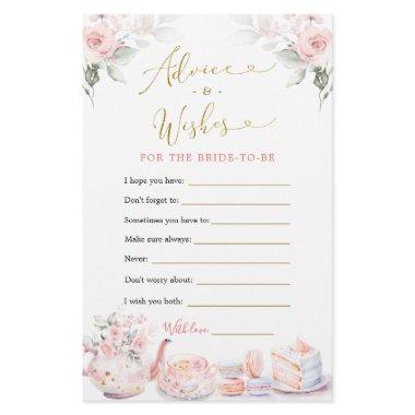 Pink Floral Bridal Shower Tea Party Advice Card
