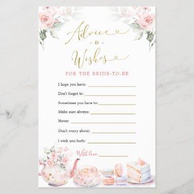 Pink Floral Bridal Shower Tea Party Advice Card