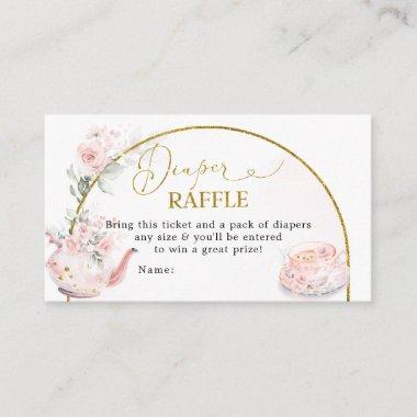 Pink Floral Bridal Shower Tea Party Diaper Raffle Enclosure Invitations