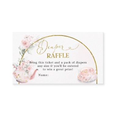 Pink Floral Bridal Shower Tea Party Diaper Raffle Enclosure Invitations