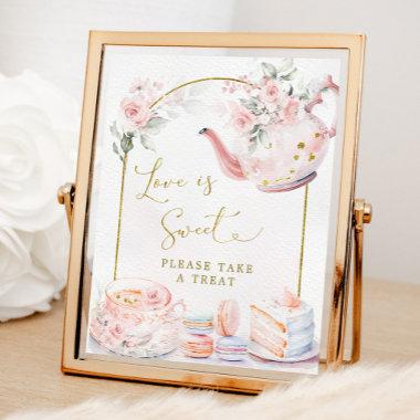 Pink Floral Bridal Shower Tea Party Love is Sweet Poster