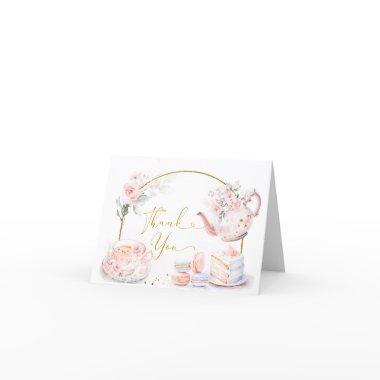 Pink Floral Bridal Shower Tea Party Thank You Invitations