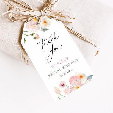 Pink Floral Bridal Shower Thank You Gift Tag