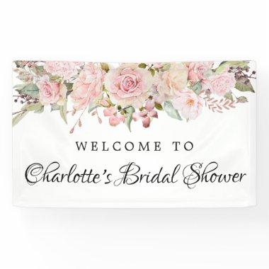 Pink Floral Bridal Shower Welcome Banner