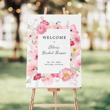 Pink Floral Bridal Shower Welcome Foam Board