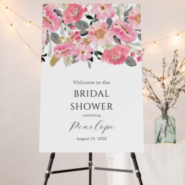 Pink Floral Bridal Shower Welcome Sign
