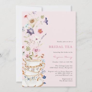 Pink Floral Bridal Tea Invitations