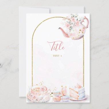 Pink Floral Bride to Be Bridal Shower Tea Party Invitations