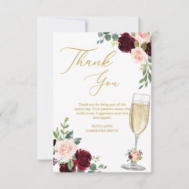 Pink Floral Brunch And Bubbly Bridal Shower Thank You Invitations