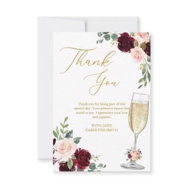 Pink Floral Brunch And Bubbly Bridal Shower Thank You Invitations