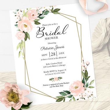Pink Floral Budget Bridal Shower Invitations