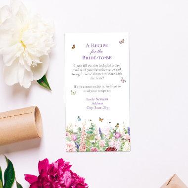 Pink Floral & Butterfly Recipe Request Enclosure Invitations