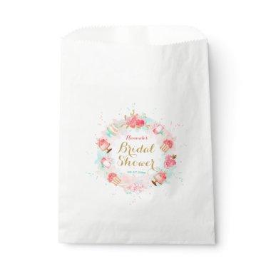 Pink Floral Cake Wreath Bridal Shower Favor Bags