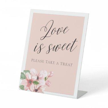 Pink Floral Calligraphy Love is Sweet Sign