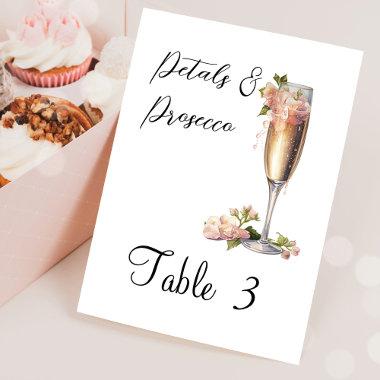 Pink Floral Champagne Bridal Shower Party Table Number