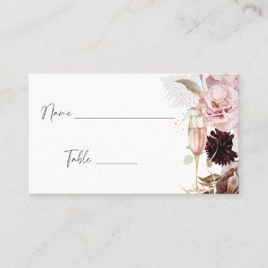 Pink Floral Champagne Bridal Shower Place Invitations