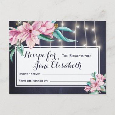 Pink floral chic navy bride to be recipe postInvitations