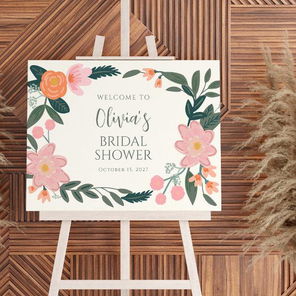 Pink Floral Custom Bridal Shower Welcome Sign